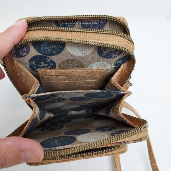 Cork Crossbody Bag Women Small Unique Purse 3 Zip Pockets Phone Case Travel Boho - Picture 11 of 16